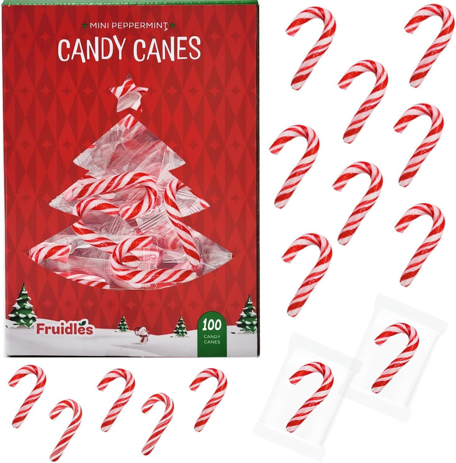 Fruidles Christmas Mini Candy Canes front view of boxed set