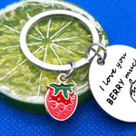 Baixian stainless steel strawberry keychain engraved disc