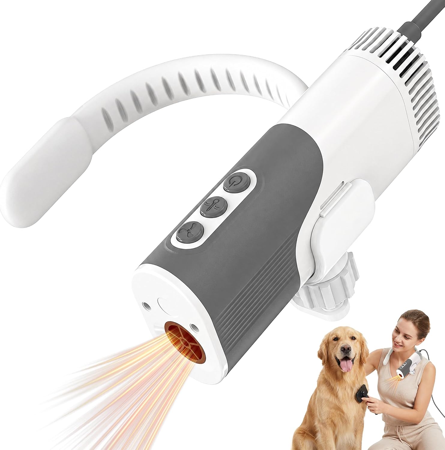 Petnf Hands-Free Dog Dryer neck-hanging front view