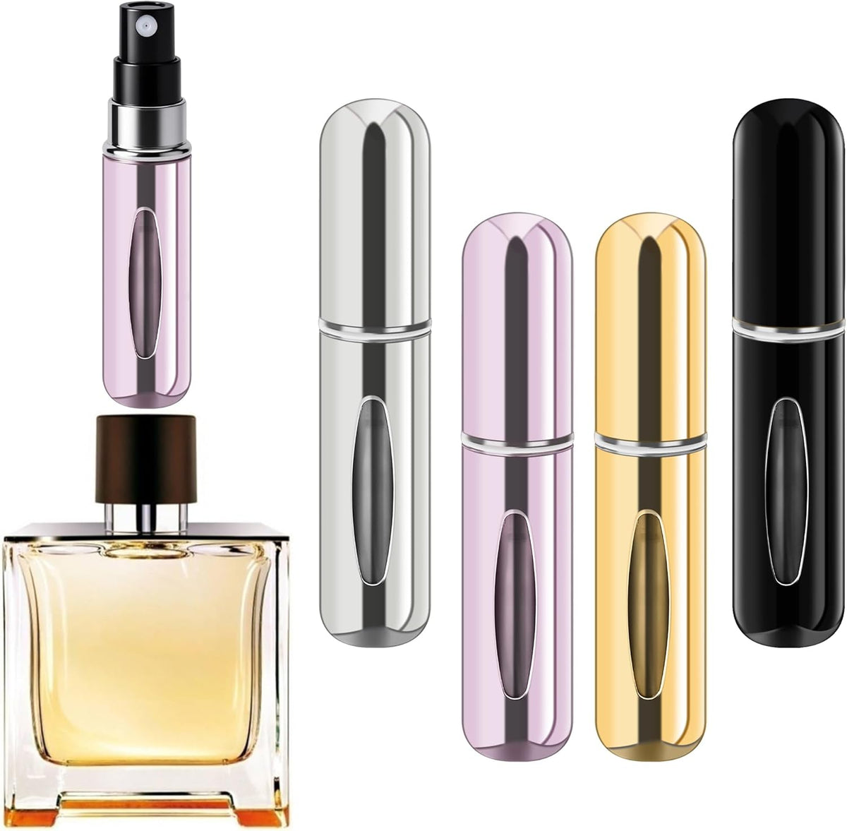 Forebile refillable perfume portable atomizer bottle in four metallic colors
