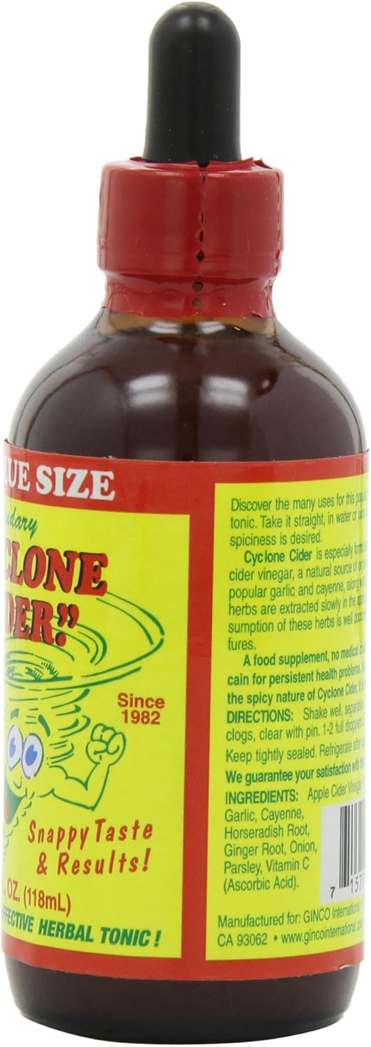 Ginco International Cyclone Cider nutrition label details