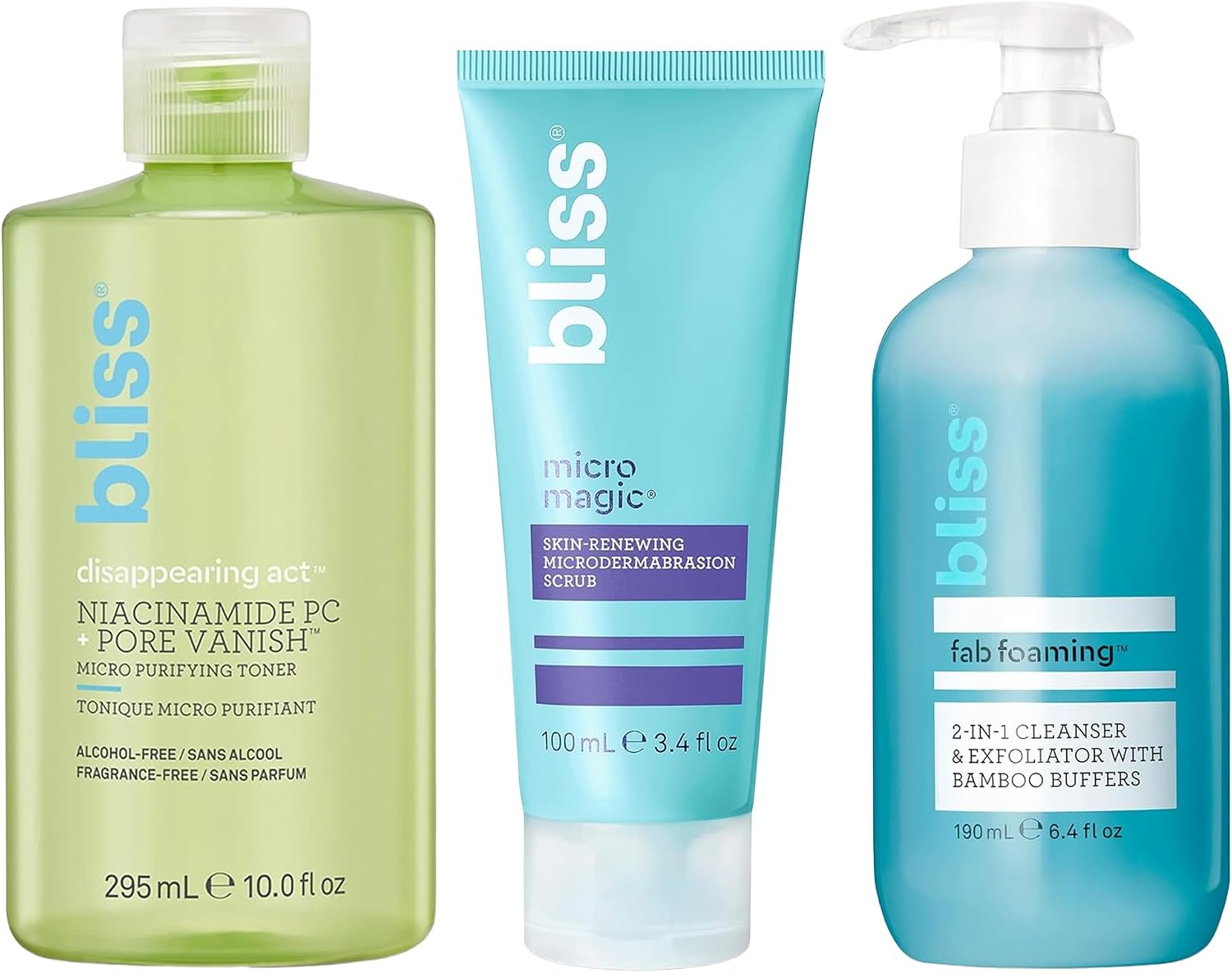 Bliss Radiant Renewal Kit front view of three-piece skincare set