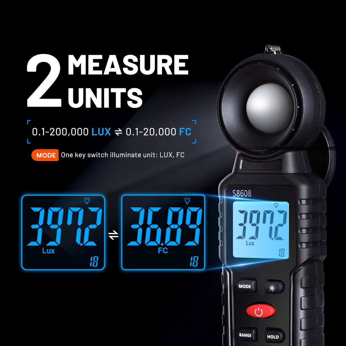 Mcbazel light meter buttons and controls