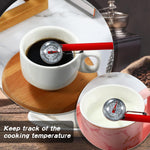 Xuhal 5 inch long stem cooking thermometer in use