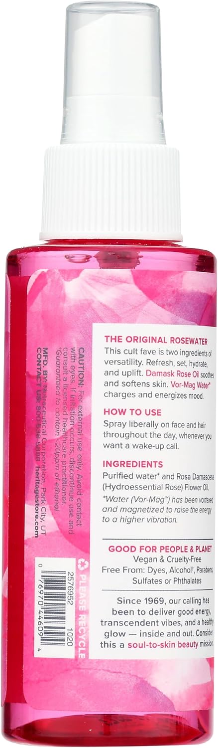 Heritage Store rosewater 4 fluid ounces liquid product label detail