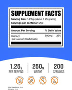 BulkSupplements Calcium Carbonate Powder unflavored pure dietary supplement.