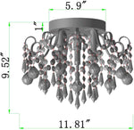 Q&S crystal ceiling light closeup of K9 raindrop crystals