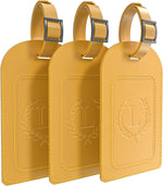 Alphabet Luggage Tags, 3 Pack Yellow Initial Bag Tags with Privacy Cover & Replaceable ID Card, Faux Leather Suitcase Tags for Travel, Flights & Cruises - Image 9