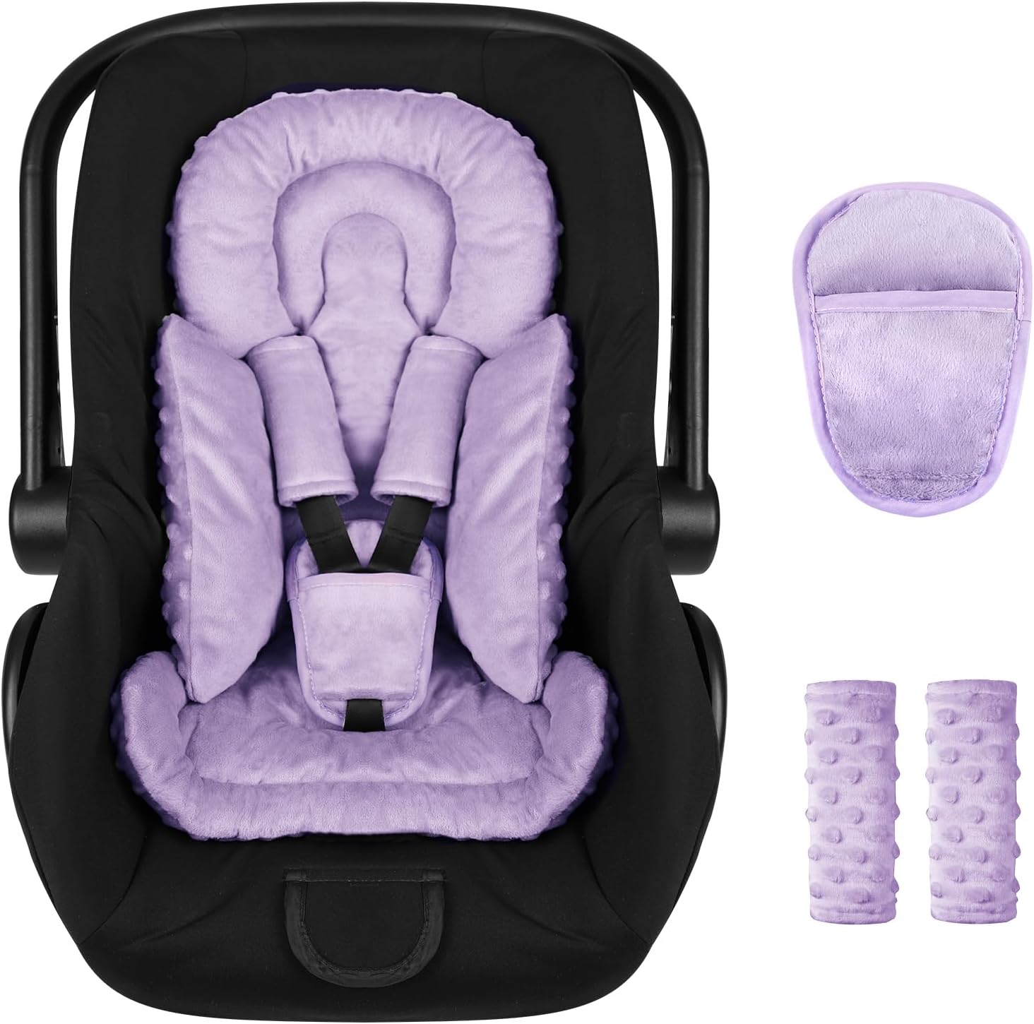 Jundetye infant car seat insert purple front view cushion set
