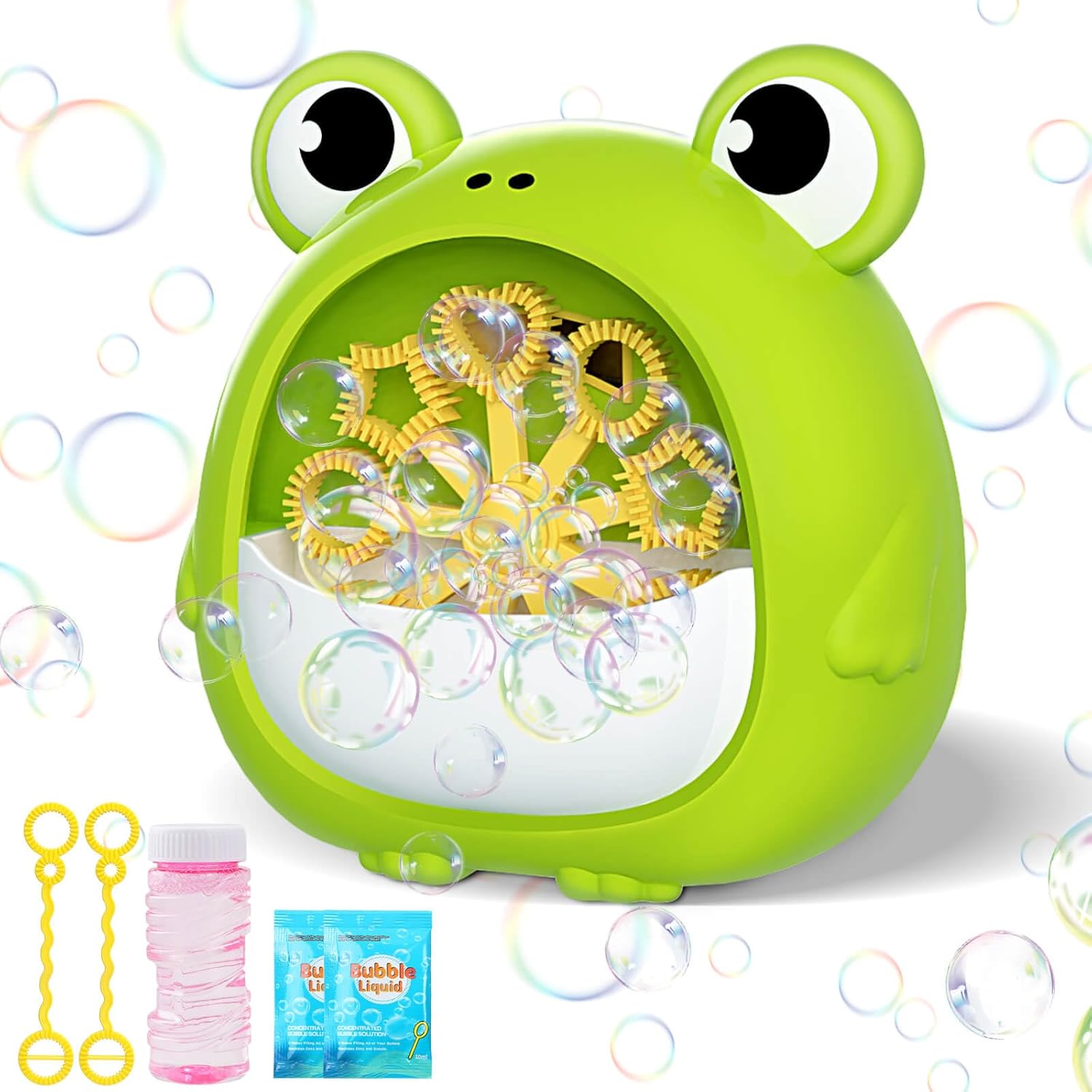 Getatoy frog bubble machine front view automatic blower