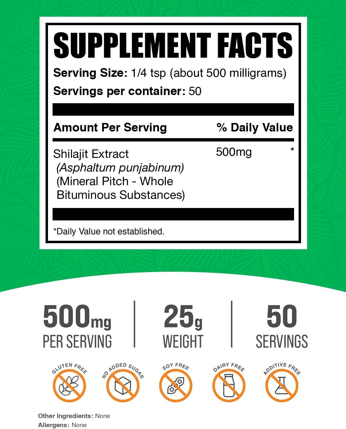 BulkSupplements Shilajit Extract Powder 25 grams packaging