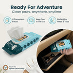 Uproot Clean 20 pack pet wipes packaging showing travel friendly sealed pouches.