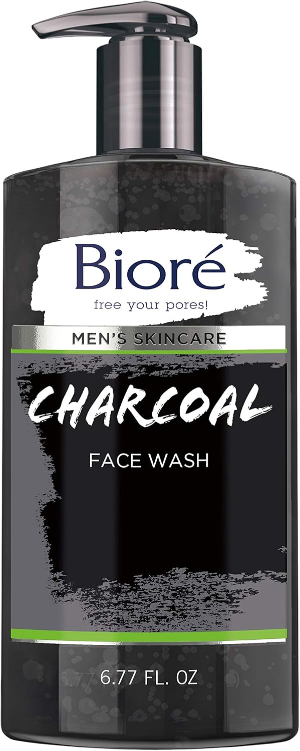 Bioré Men's Skincare Charcoal Face Wash front view bottle