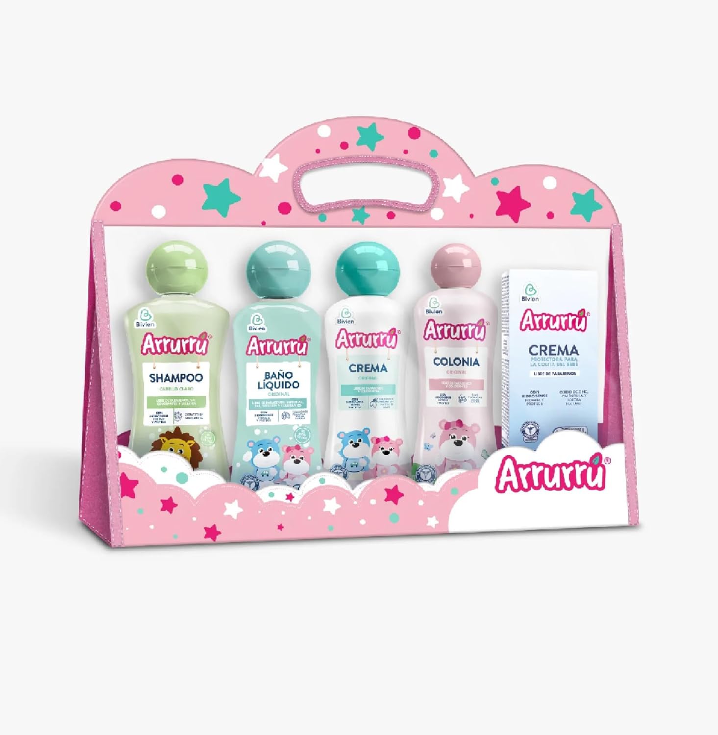 Arrurru Naturals Abuelita Rosado baby care kit front view