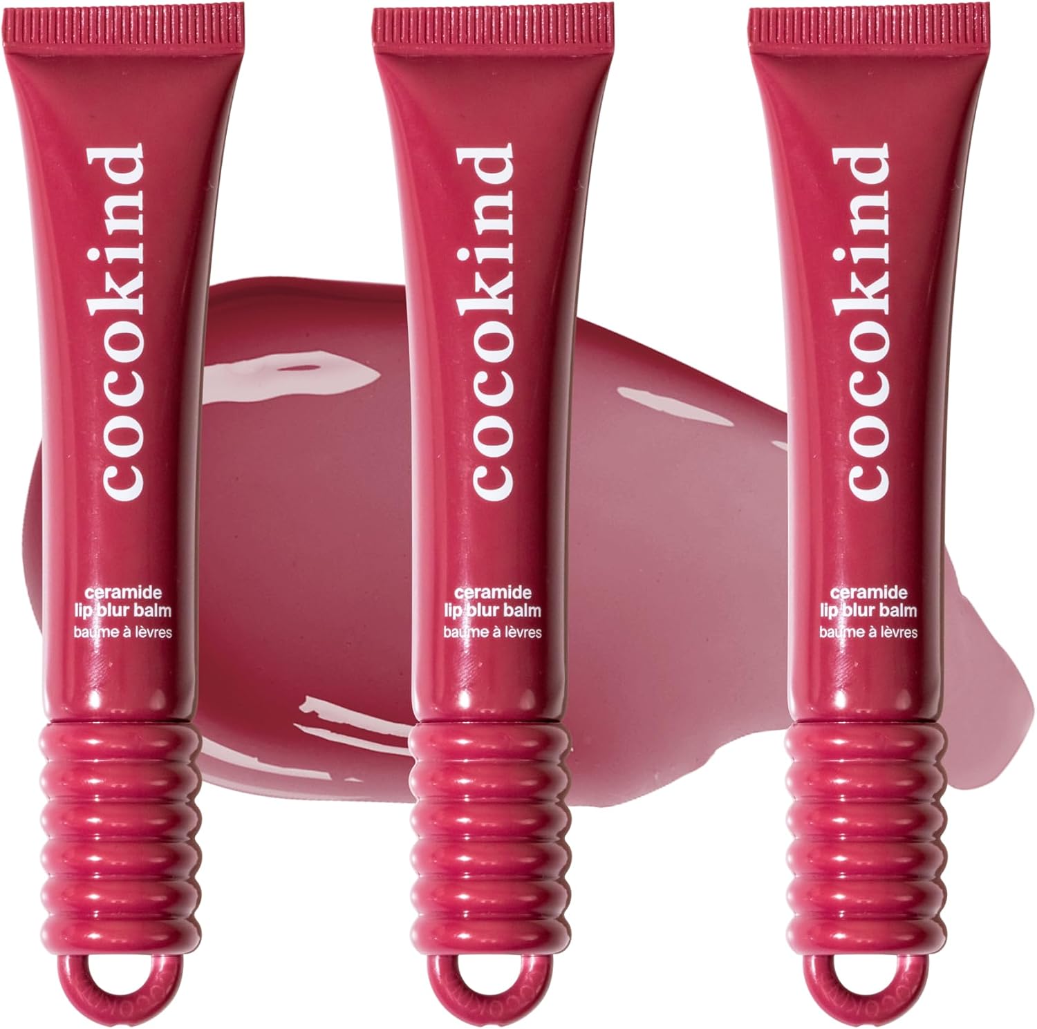 Cocokind Ceramide Lip Blur Balm front view burgundy hydrating lip balm pack