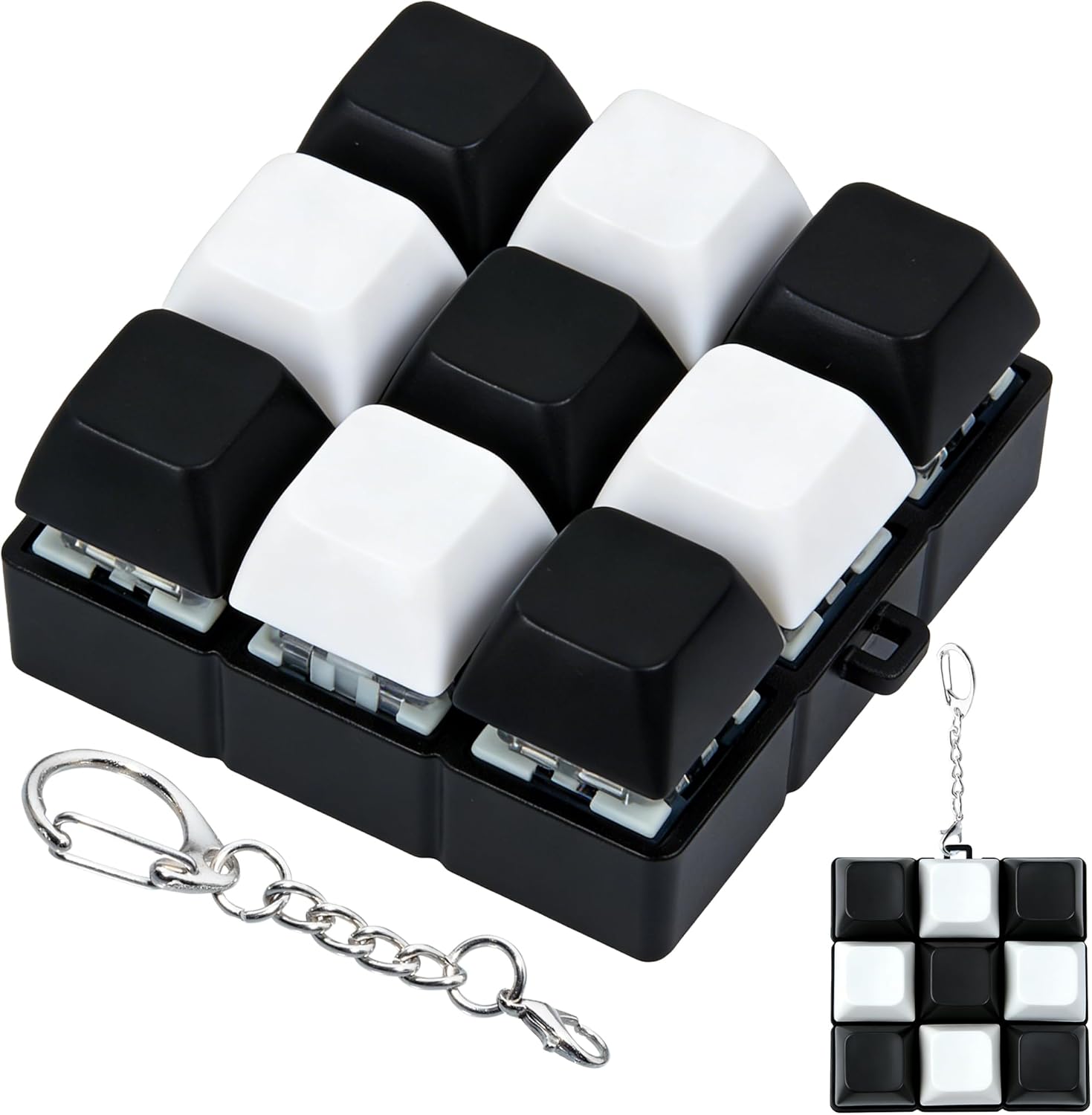 Ilhsty 9-in-1 keyboard fidget toy keychain front view