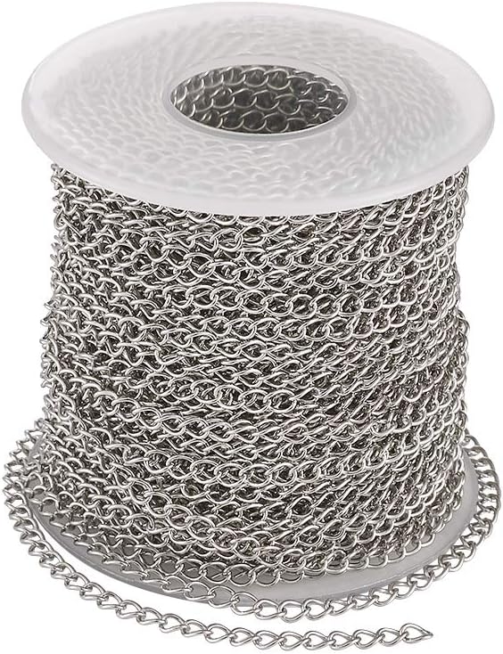 PH PandaHall stainless steel curb chain front view spool