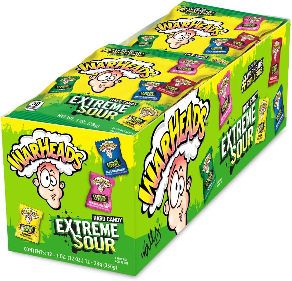 WARHEADS - Extreme Sour Hard Candy - Assorted Flavors - Sour Apple, Black Cherry, Blue Raspberry, Lemon & Watermelon Flavors - 2 oz. Bag - Image 9