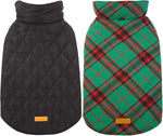Folded Kuoser reversible dog jacket demonstrating compact storage