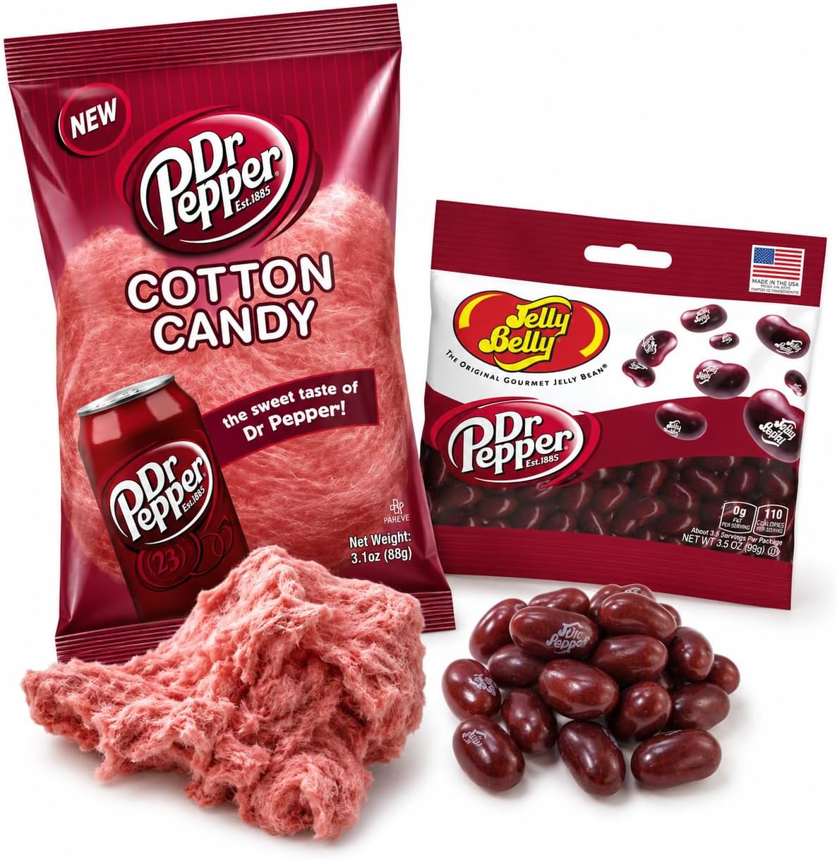 Lyza's Sweets Dr. Pepper Cotton Candy and Jelly Beans Multipack imported USA candy bundle