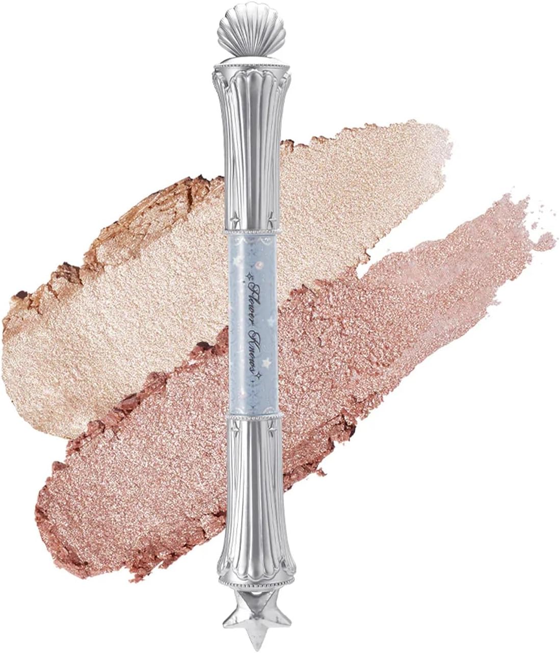 Flower Knows Shell's Jewel 2-in-1 Under Eye Highlighter Stick front view showing the ocean-themed packaging.