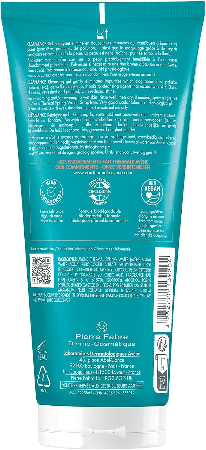 Avene Cleanance Cleansing Gel bottle being held in hand
