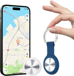 JDHTMTCBGX smart GPS tracker front view showing the circular design for pet tracking.