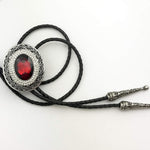 Selovo unisex leather bolo tie worn on collared shirt