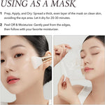 Demonstration of the APRILSKIN Calendula mask peeling off gently to reveal clear skin.