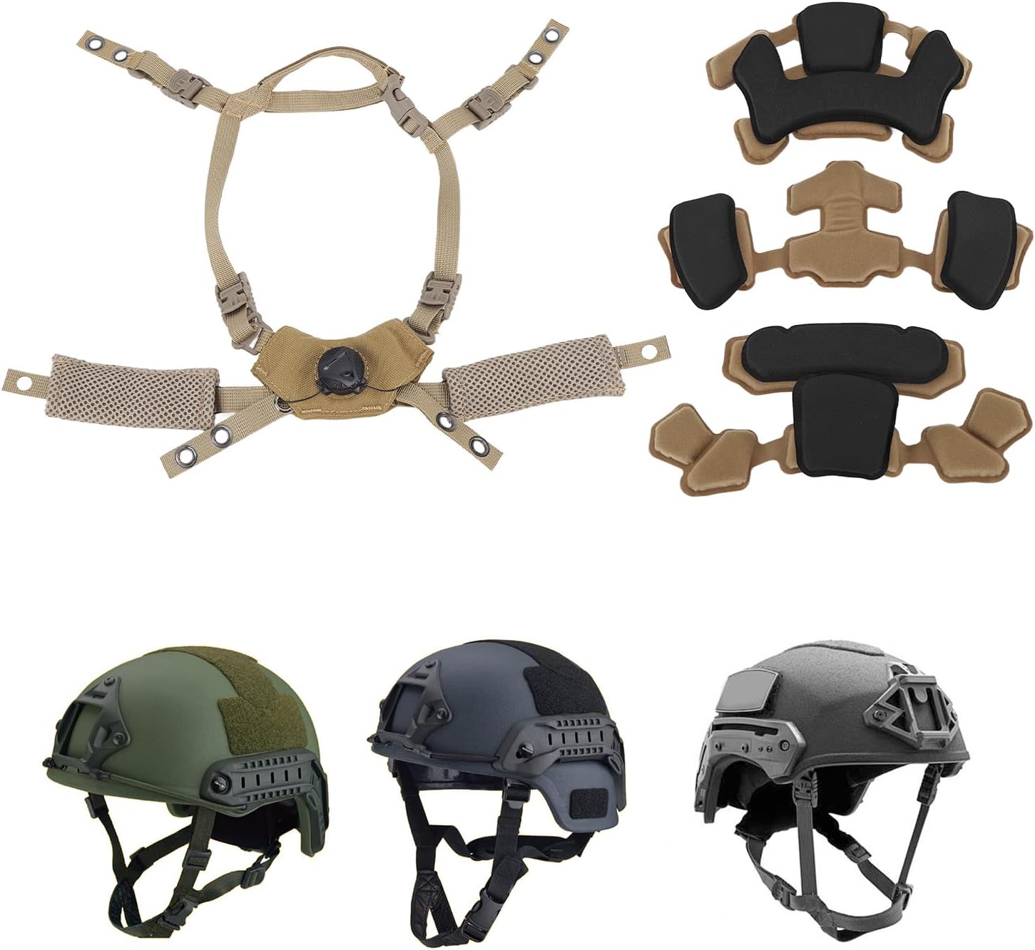 Bewinner Wendy helmet dial suspension system chin strap showing front view of the complete premium adjustment kit.