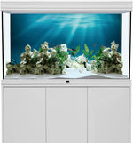 High definition 24x16 inches vinyl fabric aquarium backdrop featuring realistic ocean floor graphics.