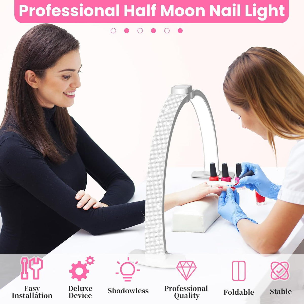 Uiopy 29 inch LED moonlight arch illuminating nail workstation surface
