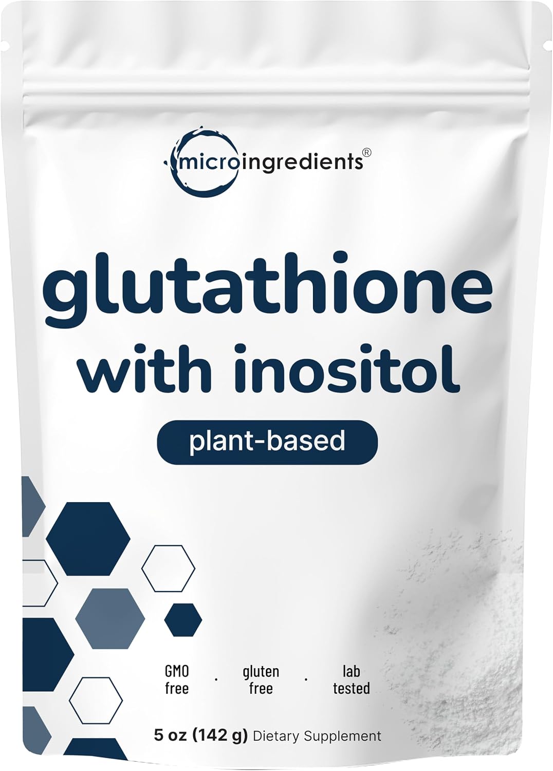 Micro Ingredients pure glutathione reduced powder pouch front view packaging