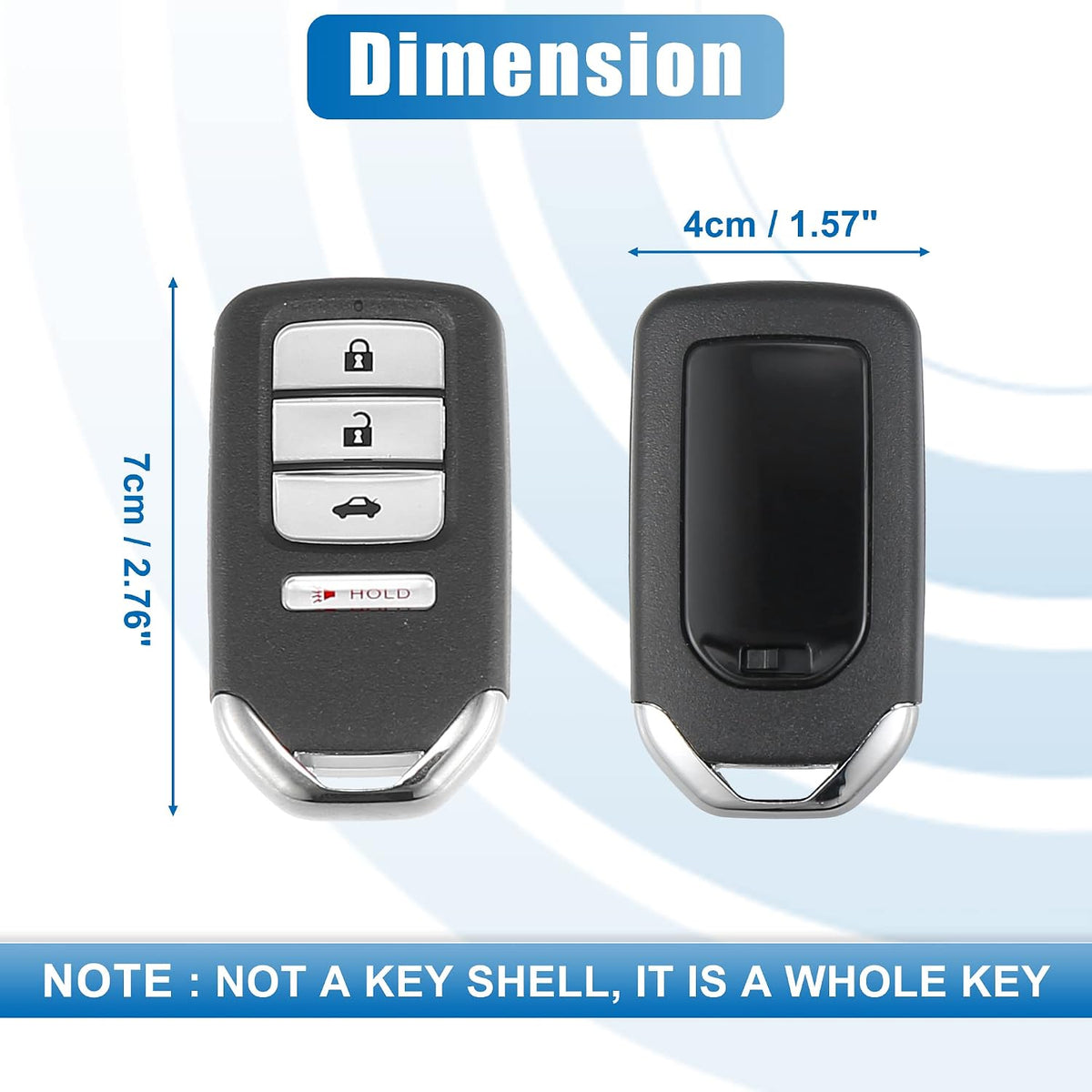 X Autohaux replacement remote packaged with integrated door key
