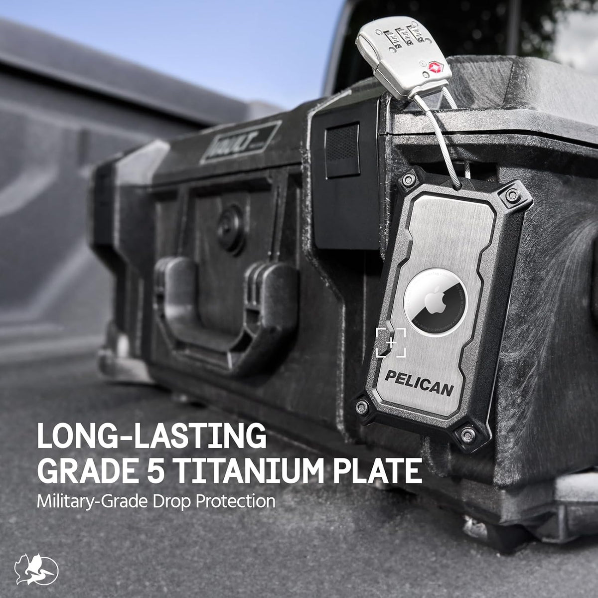 Pelican luggage lock secured on a suitcase handle