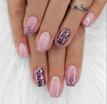 Curvlife pink diamond press on nails with short acrylic fake nails design