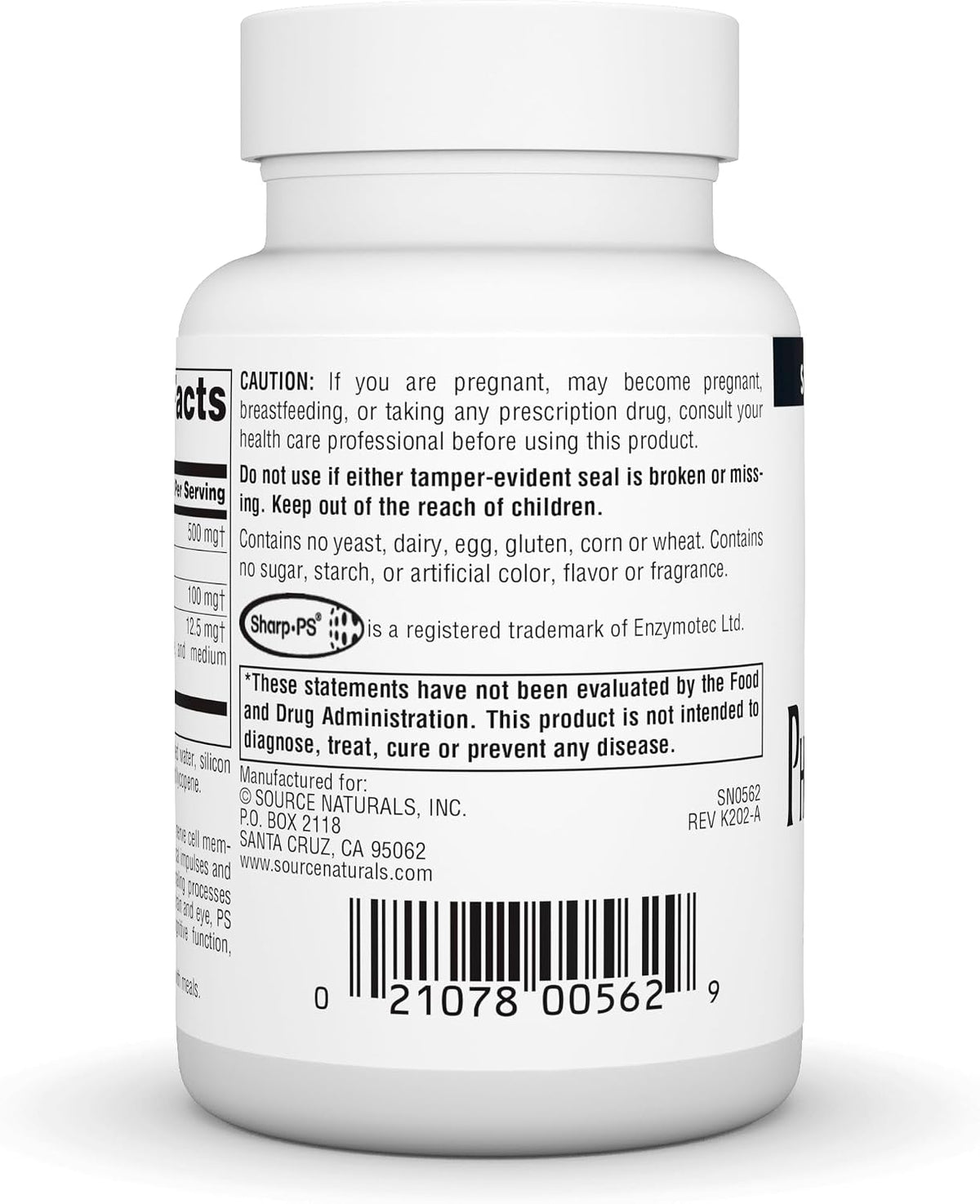Source Naturals cognitive support supplement bottle side angle view