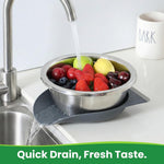 Netany 3.5QT colander filled with fresh fruits and vegetables.
