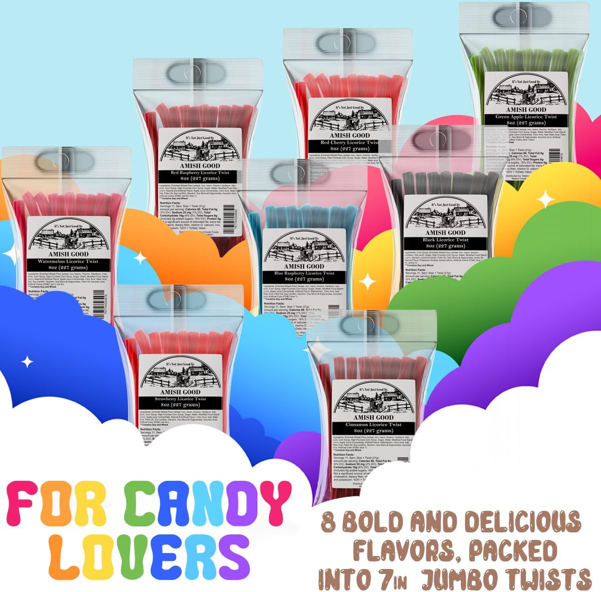 Amish Good low calorie sweet and chewy gourmet candy treat sticks.