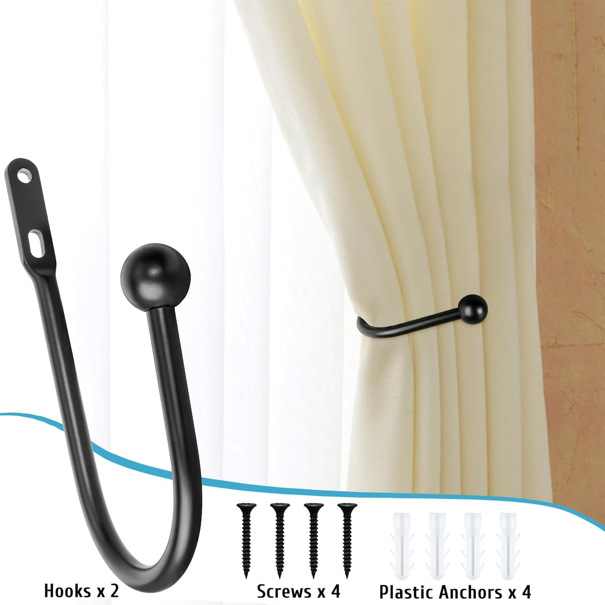 VRSS wall mount hook holding window curtain