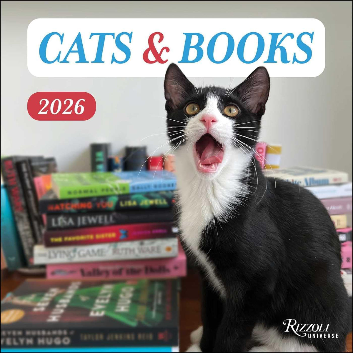 Cats and Books 2026 Wall Calendar - Image 1