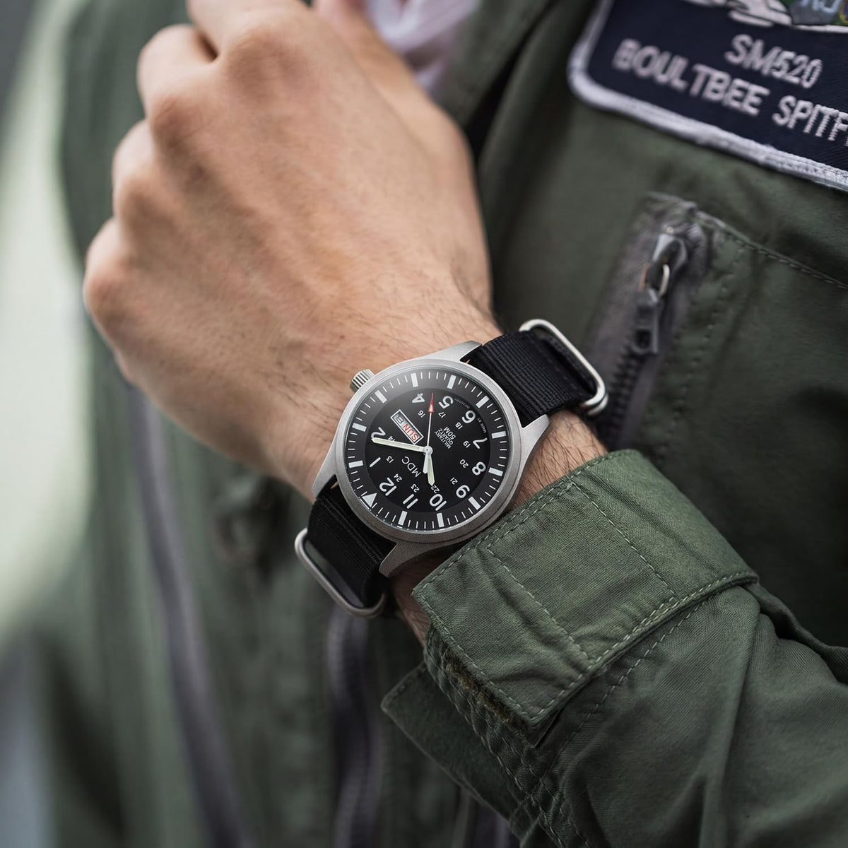 Infantry MDC tactical watch dial close up showing numbers