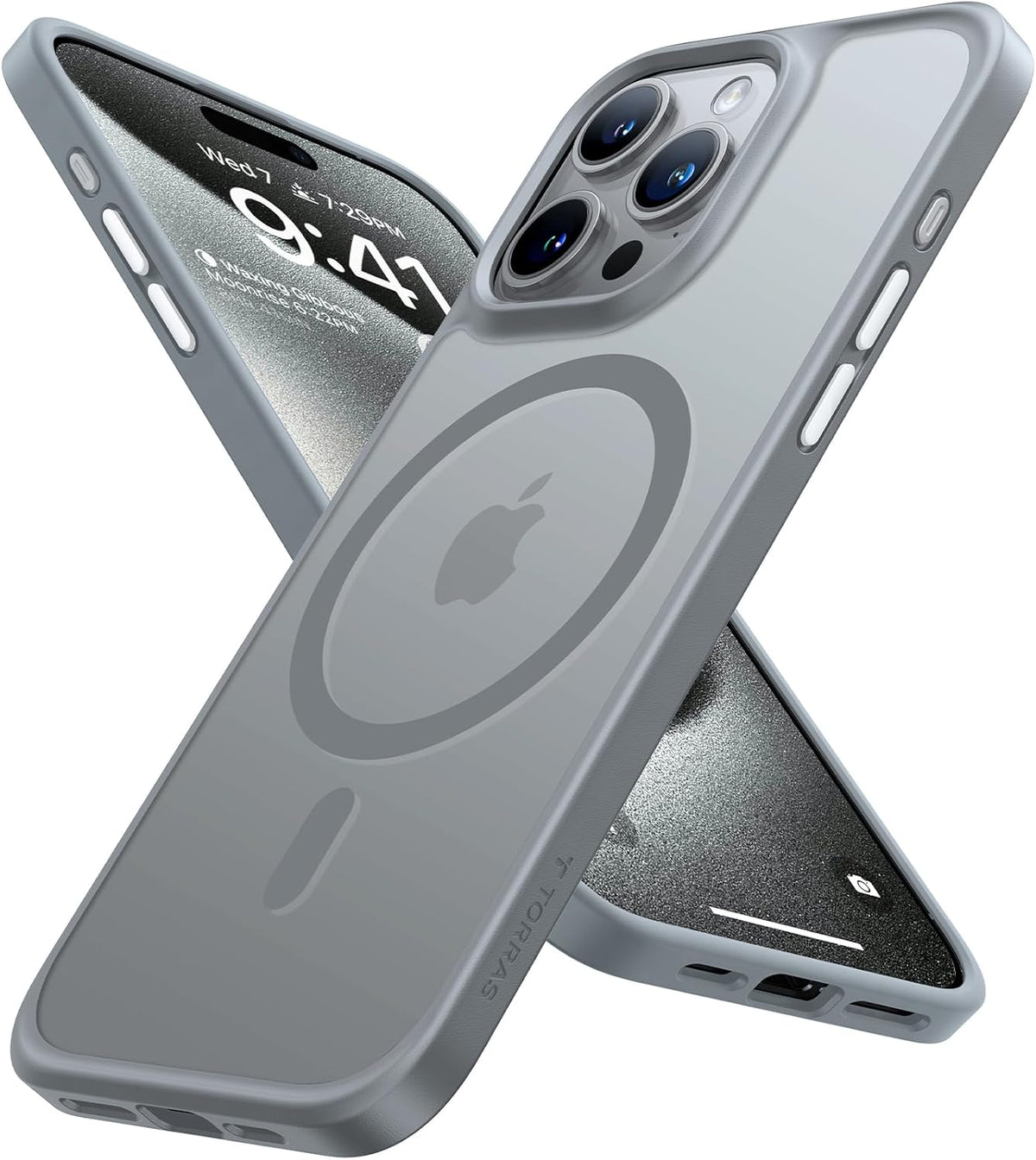 Torras magnetic shockproof iPhone 15 pro case front view
