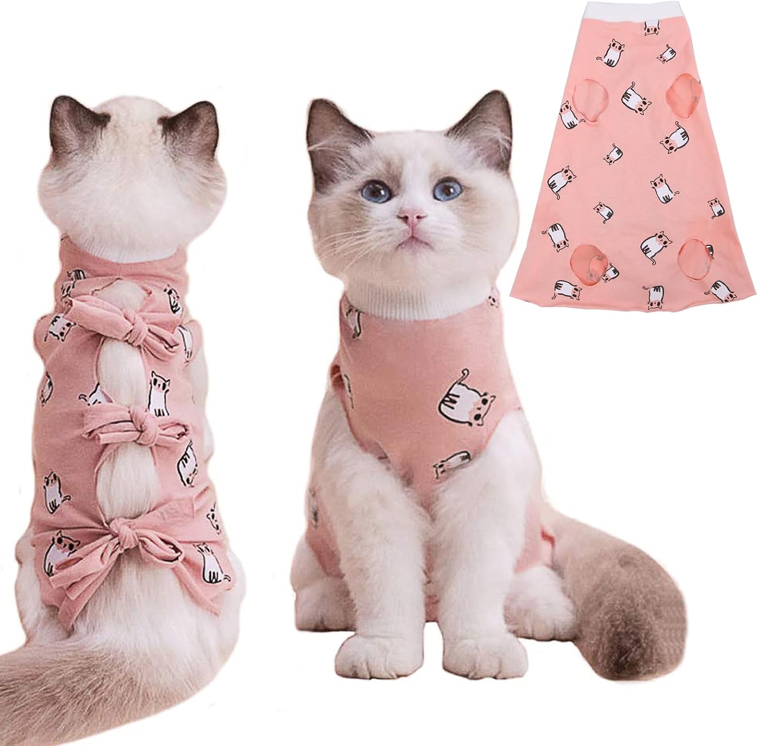 PUMYPOREITY cat recovery onesie front view post surgery kitten suit