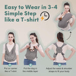 Side profile of hands free cat front carrier