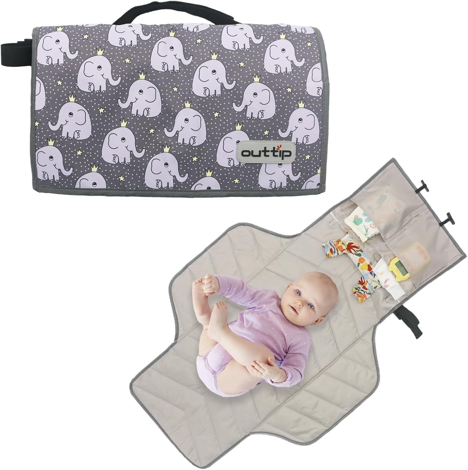 Outtip extra long portable diaper changing mat front view