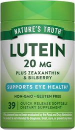 Nature's Truth Lutein and Zeaxanthin front view bottle for eye health.