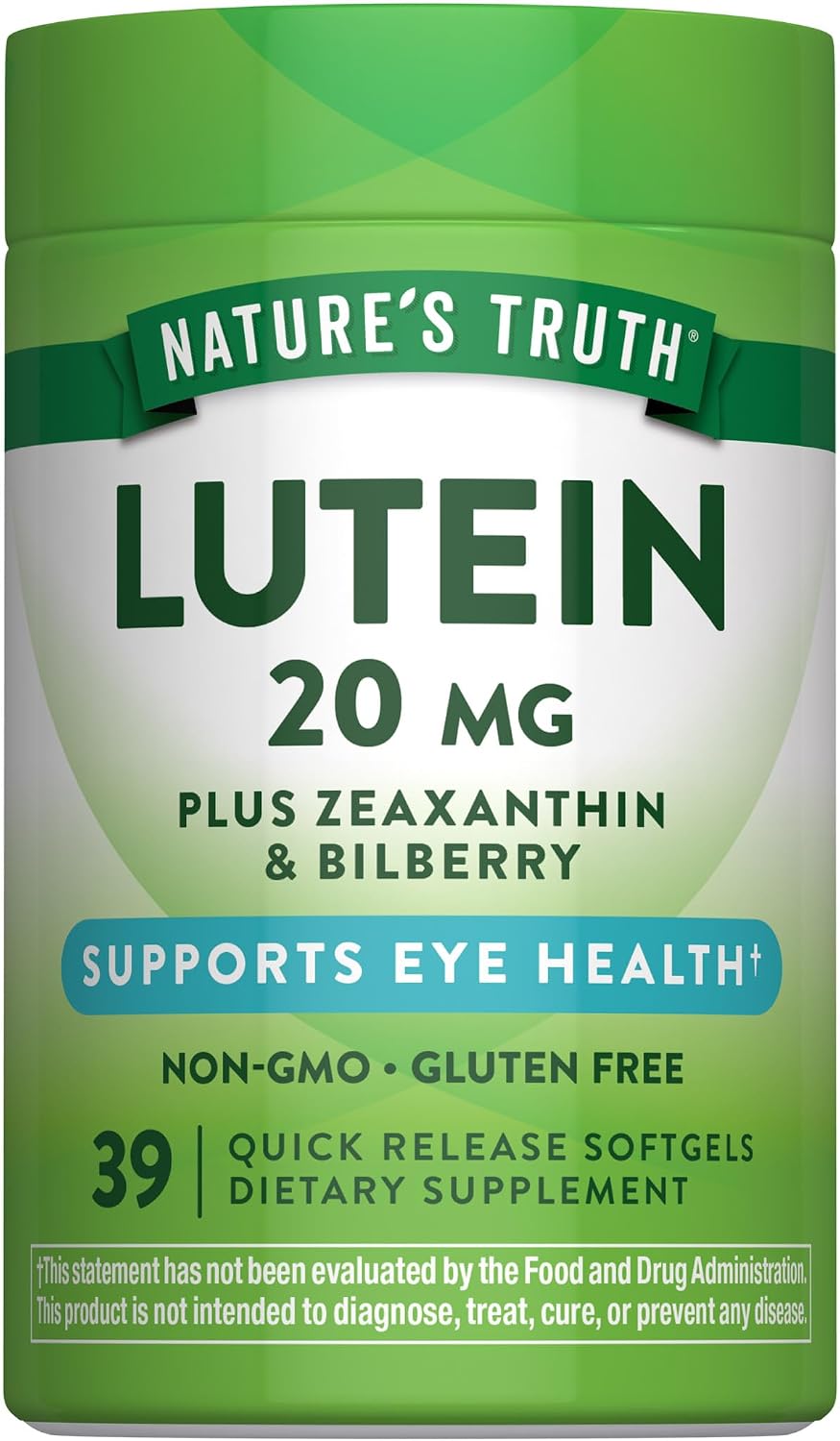 Nature's Truth Lutein and Zeaxanthin front view bottle for eye health.