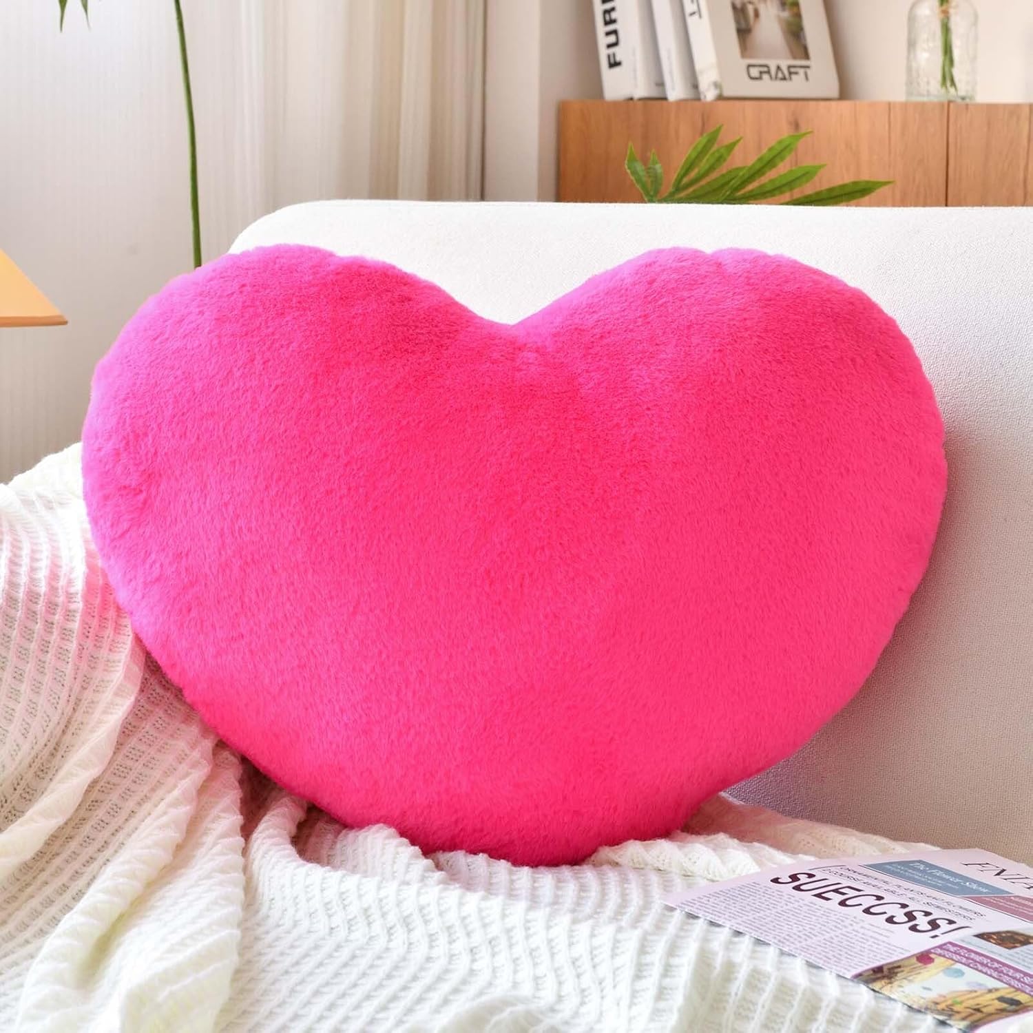 Xvtru hot pink heart pillow front view