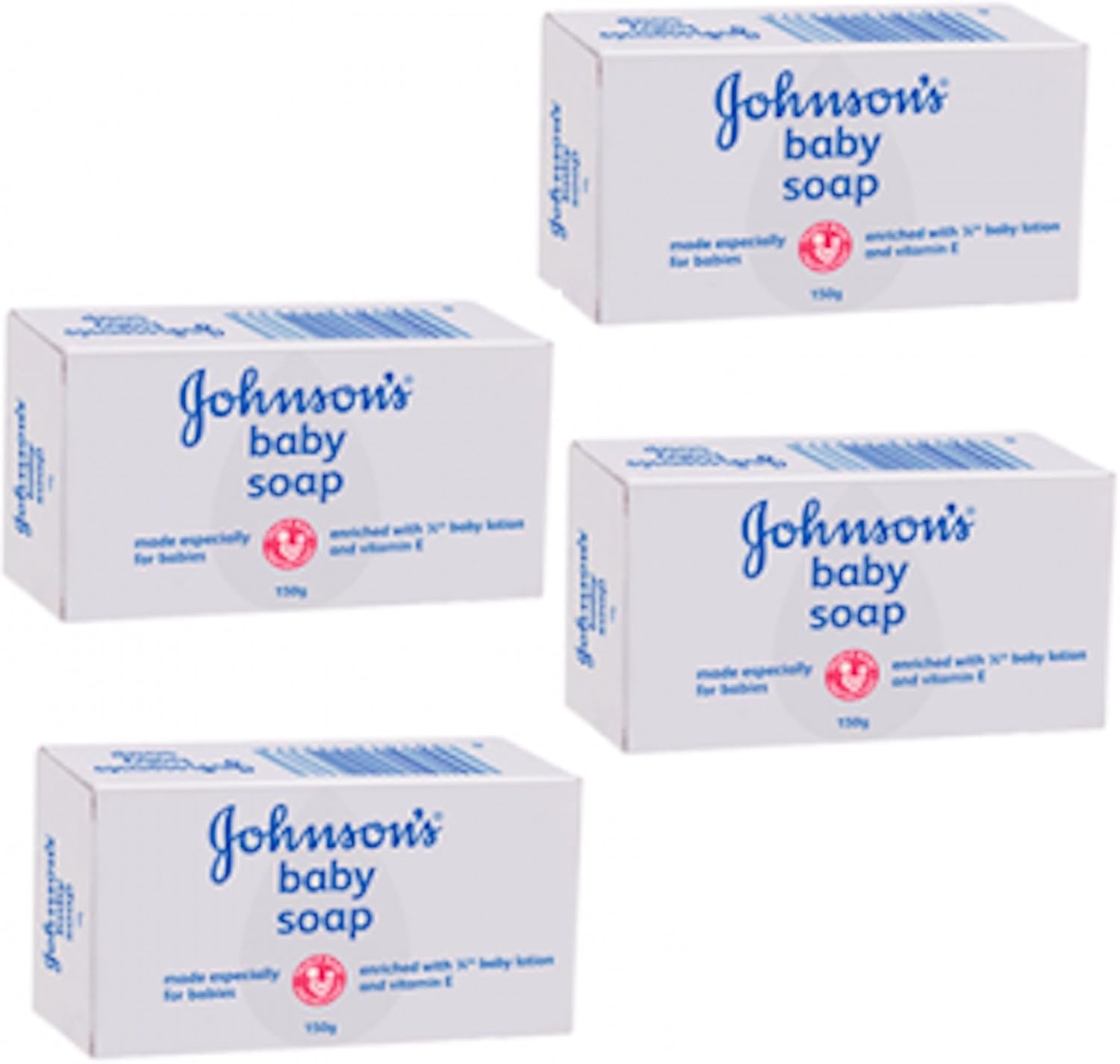 Johnson and Johnson baby bar soap white pack of four front view